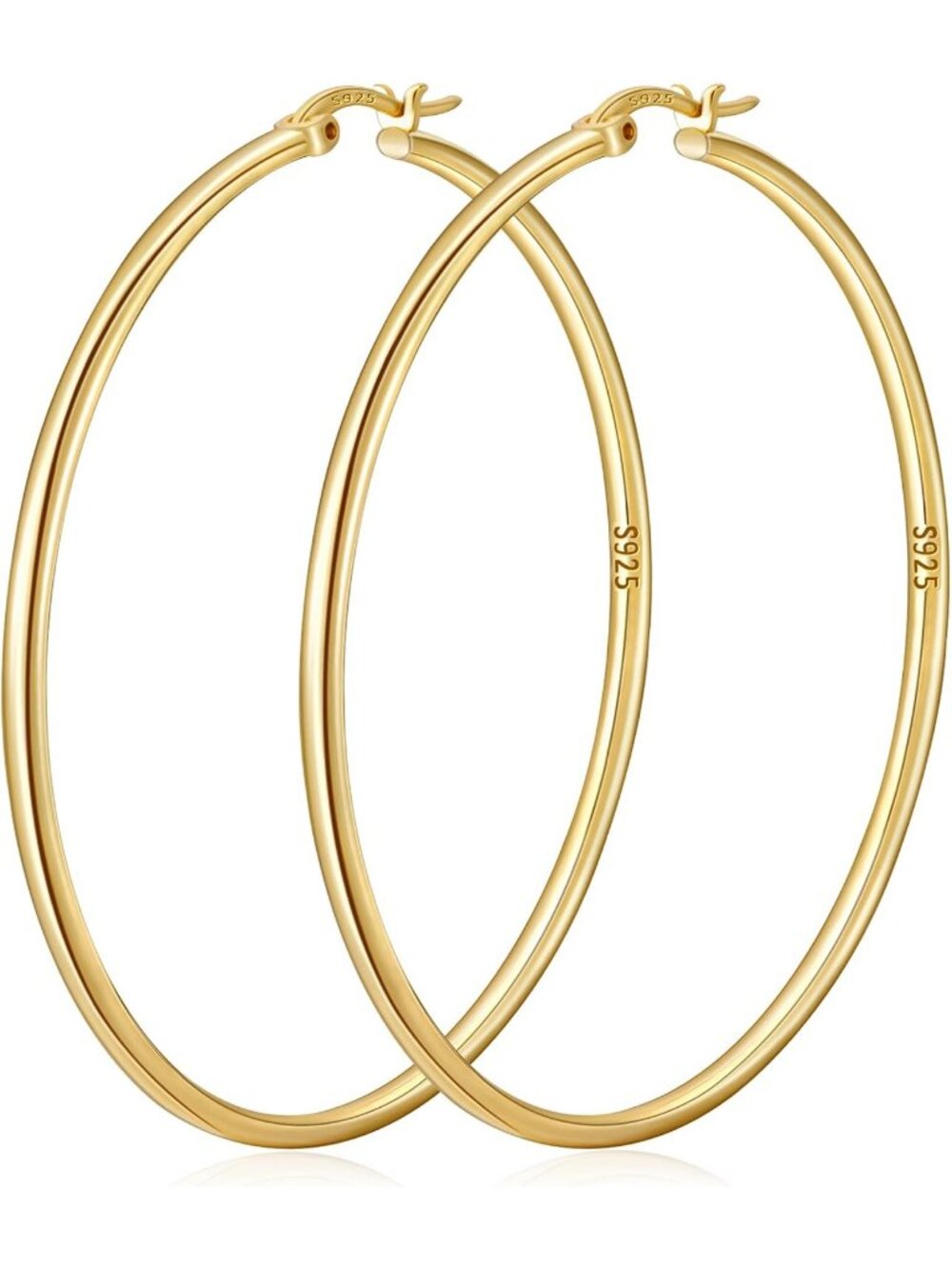Women's Jewelry Gold-40mm Sterling Silver Hypoallergenic Big Hoop Earrings